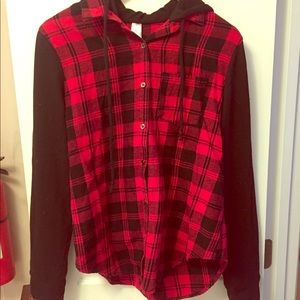 Hooded flannel shirt